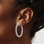 True Origin 14K White Gold 4 7/8 carat Lab Grown Diamond VS+ F+ Complet In and Out Hoop Earrings