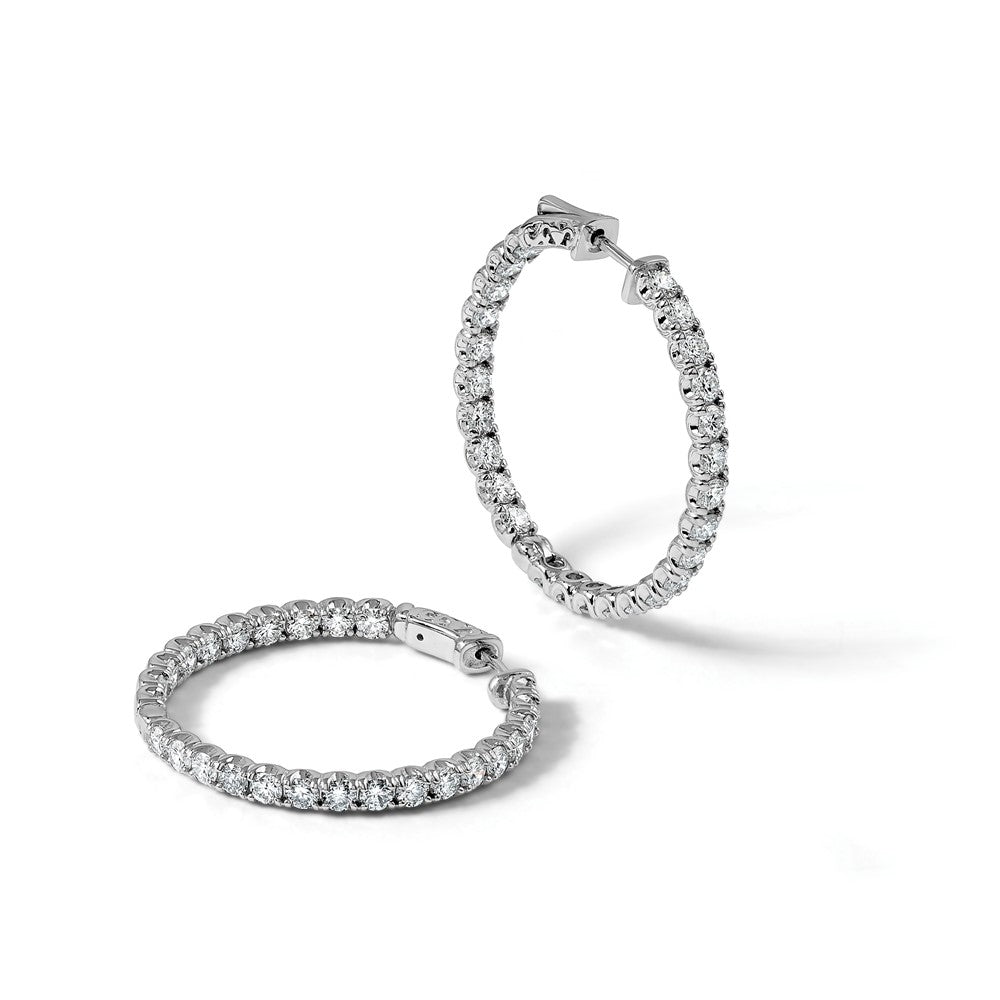 True Origin 14K White Gold 4 7/8 carat Lab Grown Diamond VS+ F+ Complet In and Out Hoop Earrings