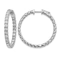 14k White Gold 4 7/8 carat Lab Grown Dia VS/SI+ G+ Round In and Out Safety Clasp Hoop Earrings