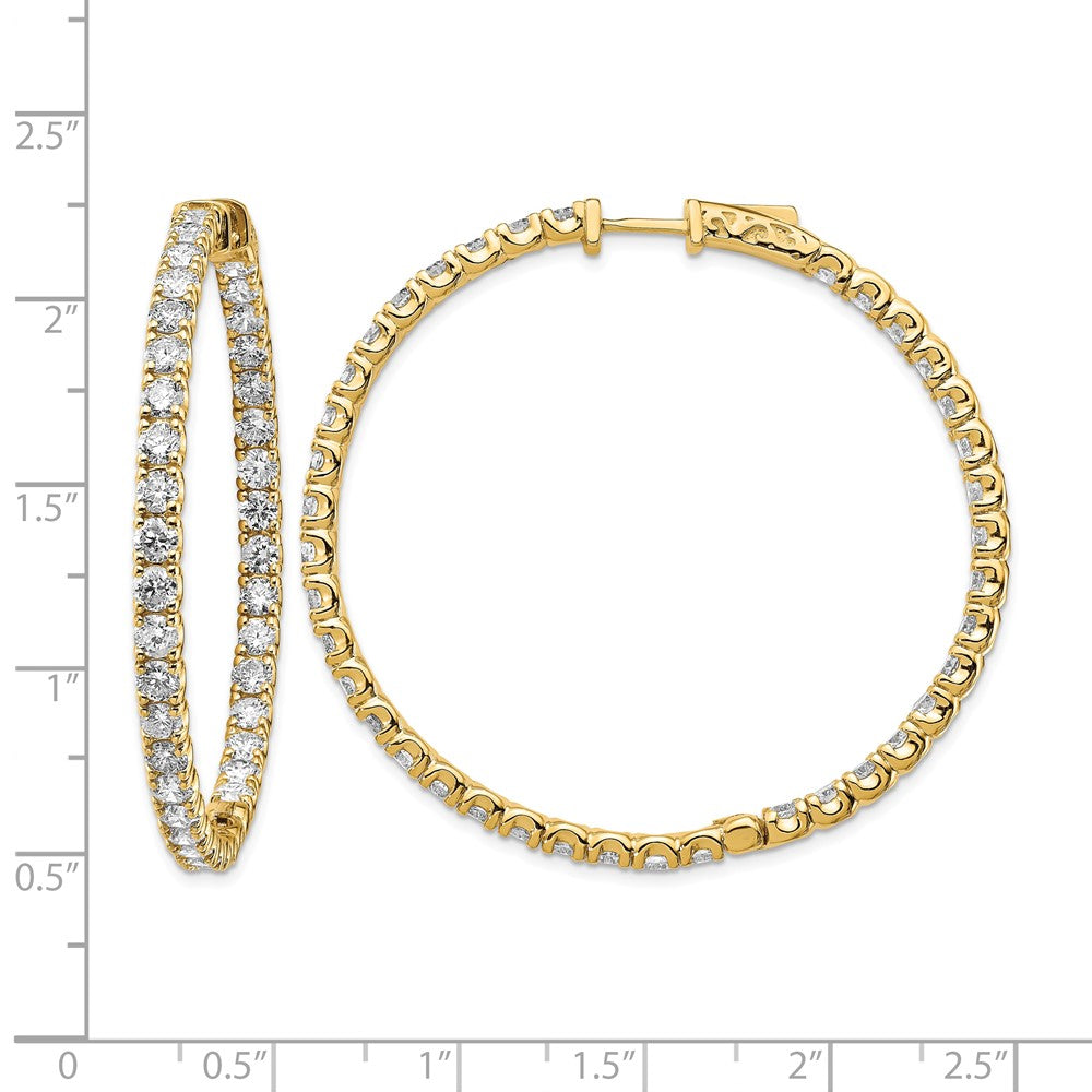 14k 7 1/4 carat Lab Grown Dia VS/SI+ G+ Round In and Out Safety Clasp Hoop Earrings