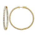 14k 7 1/4 carat Lab Grown Dia VS/SI+ G+ Round In and Out Safety Clasp Hoop Earrings