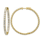 14k 7 1/4 carat Lab Grown Dia VS/SI+ G+ Round In and Out Safety Clasp Hoop Earrings