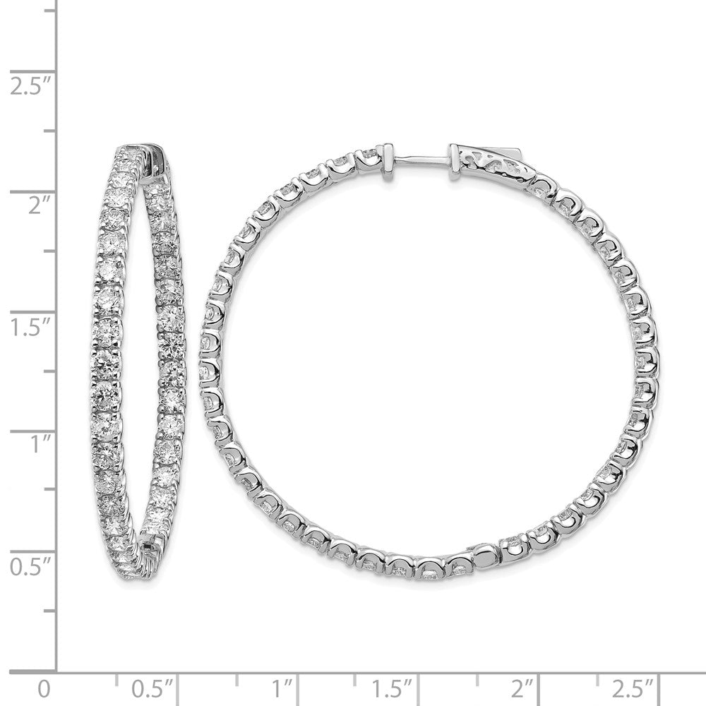 14k White Gold 7 1/4 carat Lab Grown Dia VS/SI+ G+ Round In and Out Safety Clasp Hoop Earrings
