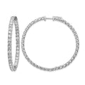 14k White Gold 7 1/4 carat Lab Grown Dia VS/SI+ G+ Round In and Out Safety Clasp Hoop Earrings