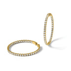 14k 7 1/4 carat Lab Grown Dia VS/SI+ G+ Round In and Out Safety Clasp Hoop Earrings