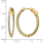 14k 1.2 carat Diamond Oval In/Out Hoop w/Safety Clasp Earrings