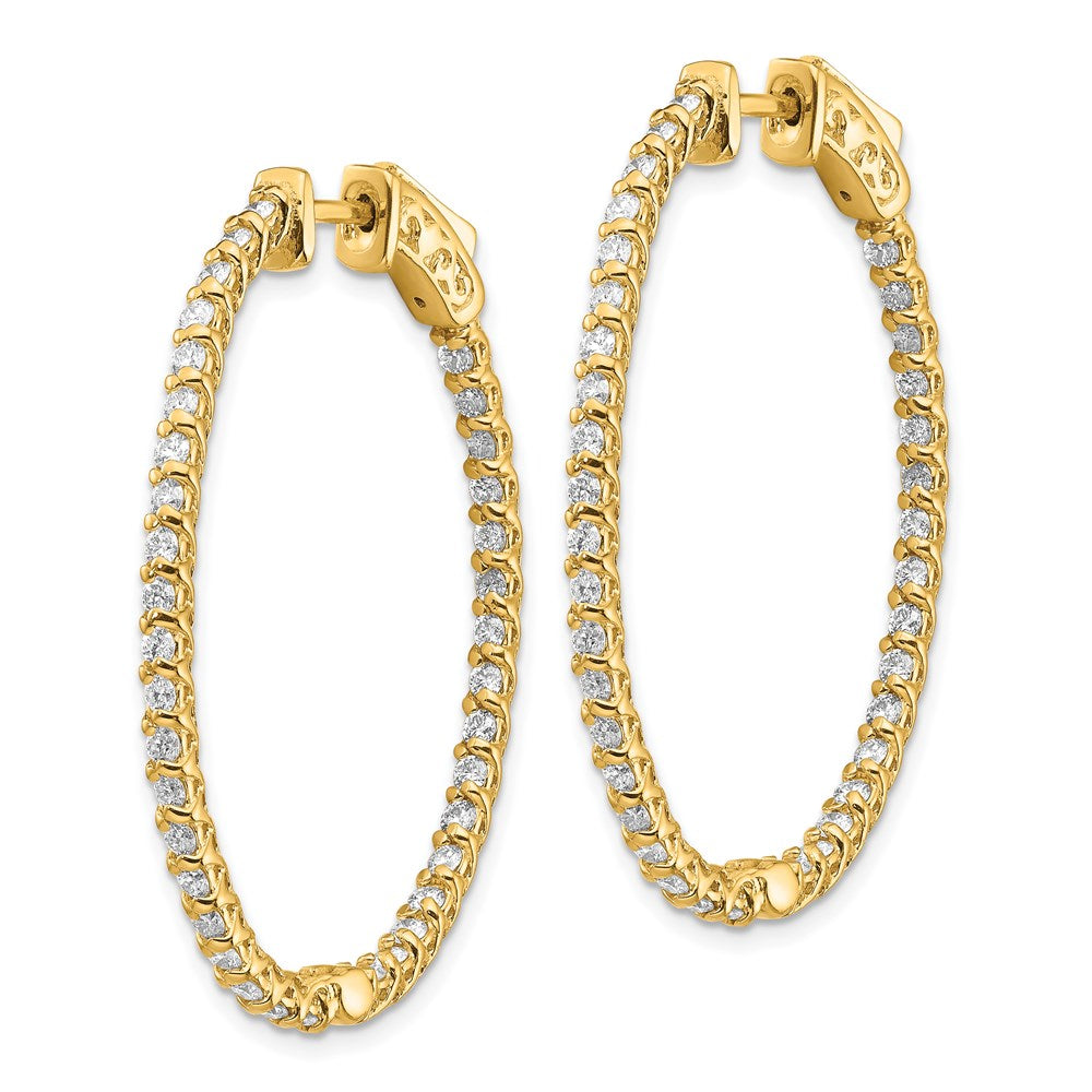 14k 1.75 carat Diamond Oval In/Out Hoop w/Safety Clasp Earrings