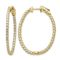 14k 1.75 carat Diamond Oval In/Out Hoop w/Safety Clasp Earrings