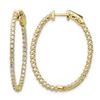 14k 1.75 carat Diamond Oval In/Out Hoop w/Safety Clasp Earrings