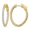 14k 1.75 carat Diamond Oval In/Out Hoop w/Safety Clasp Earrings