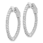 14k White Gold 1.75 carat Diamond Oval In/Out Hoop w/Safety Clasp Earrings