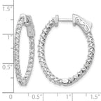 14k White Gold 1.75 carat Diamond Oval In/Out Hoop w/Safety Clasp Earrings