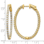 14k 2.6 carat Diamond Oval In/Out Hoop w/Safety Clasp Earrings