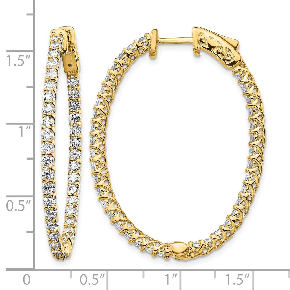 14k 2.6 carat Diamond Oval In/Out Hoop w/Safety Clasp Earrings
