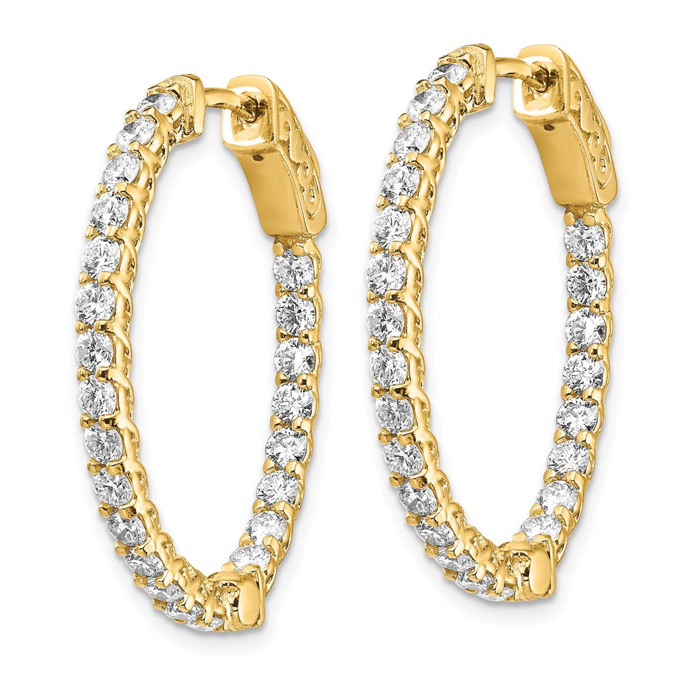 14k 2.3 carat Diamond Oval In/Out Hoop w/Safety Clasp Earrings