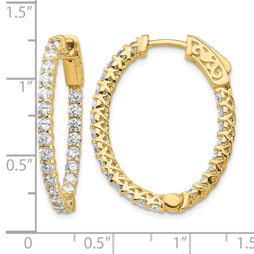 14k 2.3 carat Diamond Oval In/Out Hoop w/Safety Clasp Earrings