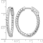 14k White Gold 2.3 carat Diamond Oval In/Out Hoop w/Safety Clasp Earrings