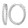 14k White Gold 2.3 carat Diamond Oval In/Out Hoop w/Safety Clasp Earrings