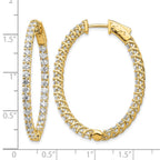 14k Yellow Gold 3 1/3 carat Lab Grown Diamond VS/SI+ G+ Oval In and Out Safety Clasp Hoop Earrings