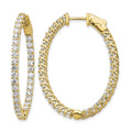 14k Yellow Gold 3 1/3 carat Lab Grown Diamond VS/SI+ G+ Oval In and Out Safety Clasp Hoop Earrings