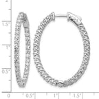 14k White Gold 3 1/3 carat Lab Grown Diamond VS/SI+ G+ Oval In and Out Safety Clasp Hoop Earrings