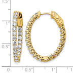 14k Yellow Gold 2 1/2 carat Lab Grown Diamond VS/SI+ G+ Oval In and Out Safety Clasp Hoop Earrings