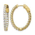 14k Yellow Gold 2 1/2 carat Lab Grown Diamond VS/SI+ G+ Oval In and Out Safety Clasp Hoop Earrings