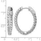14k White Gold 2 1/2 carat Lab Grown Diamond VS/SI+ G+ Oval In and Out Safety Clasp Hoop Earrings