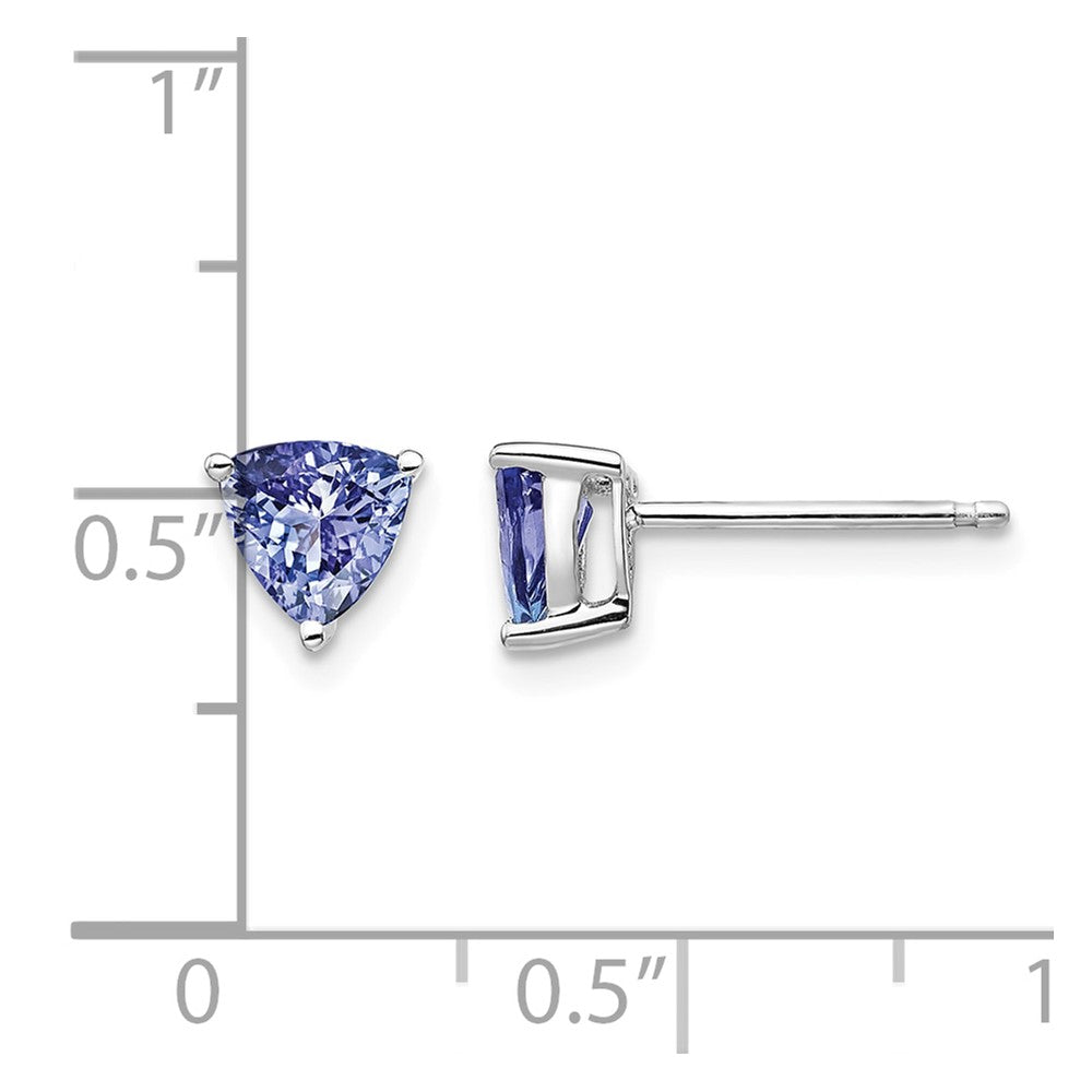 14k White Gold 5mm Trillion Tanzanite Post Earrings