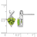 14k White Gold 7mm Trillion Peridot and White Topaz -X- Post Earrings