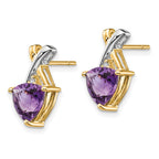 14k and White Rhodium 7mm Trillion Amethyst and White Topaz -X- Post Earrings
