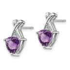 14k White Gold Amethyst and White Topaz Trillion Post Earrings