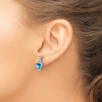 14k White Gold 7mm Trillion Blue Topaz and White Topaz -X- Post Earrings
