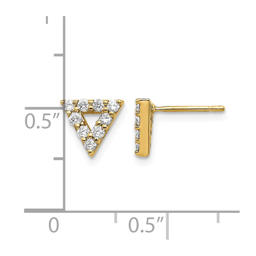 14k 1/3 carat Diamond Open Triangle Post Earrings