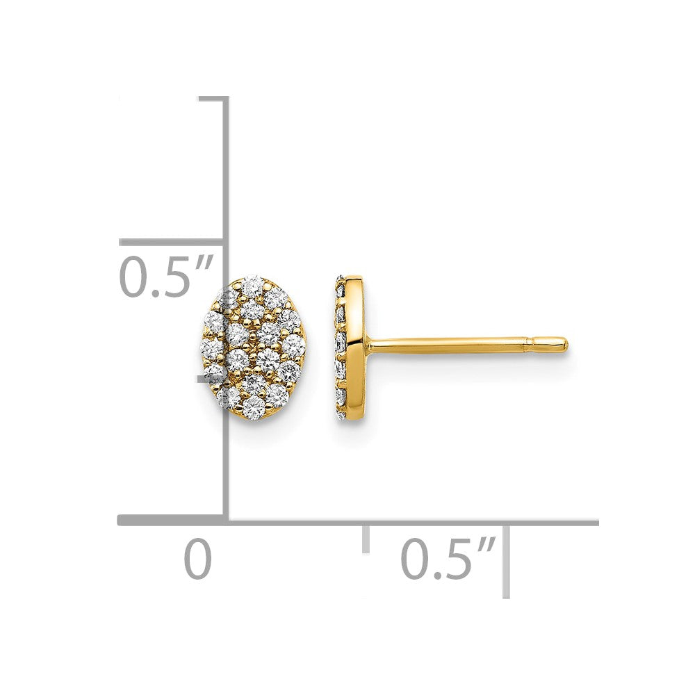14k 1/4 carat Diamond Cluster Oval Earrings