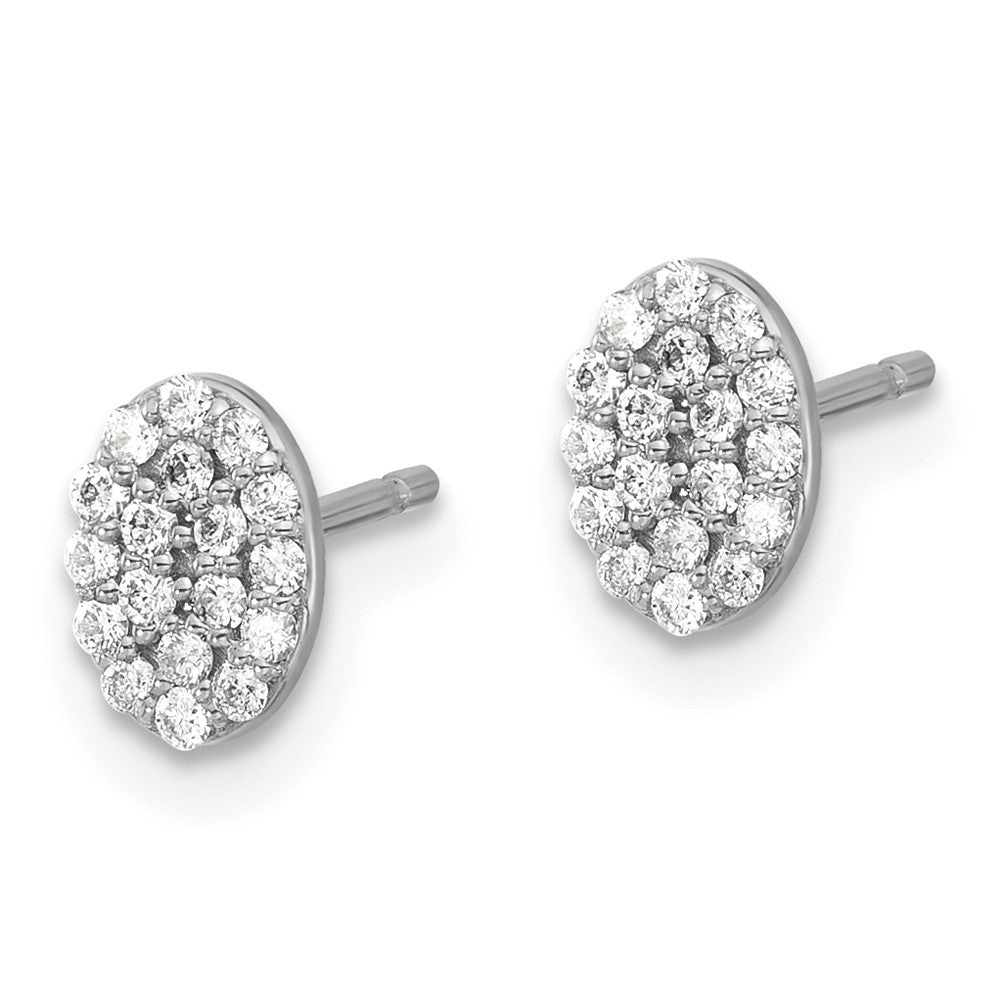 14k White Gold 1/4 carat Diamond Cluster Oval Earrings