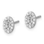 14k White Gold 1/4 carat Diamond Cluster Oval Earrings