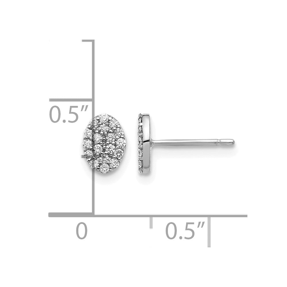 14k White Gold 1/4 carat Diamond Cluster Oval Earrings