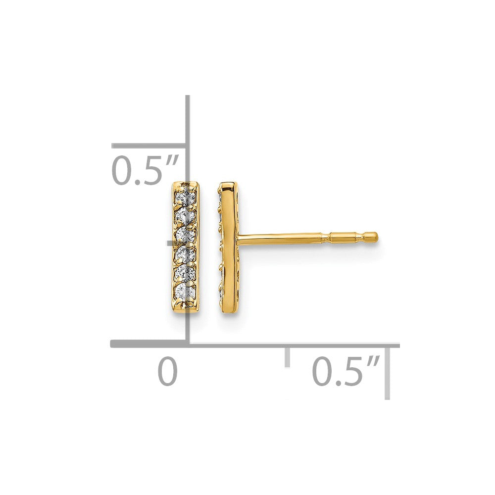 14k 1/10 carat Diamond Bar Post Earrings