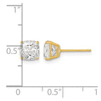 14k Polished 6x6 Cushion-Cut CZ Stud Post Earrings