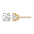 14k Polished 6x6 Cushion-Cut CZ Stud Post Earrings