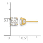 14k Polished 6x6 Asscher-Cut CZ Stud Post Earrings