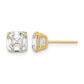14k Polished 6x6 Asscher-Cut CZ Stud Post Earrings