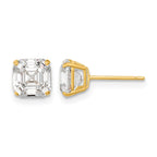 14k Polished 6x6 Asscher-Cut CZ Stud Post Earrings