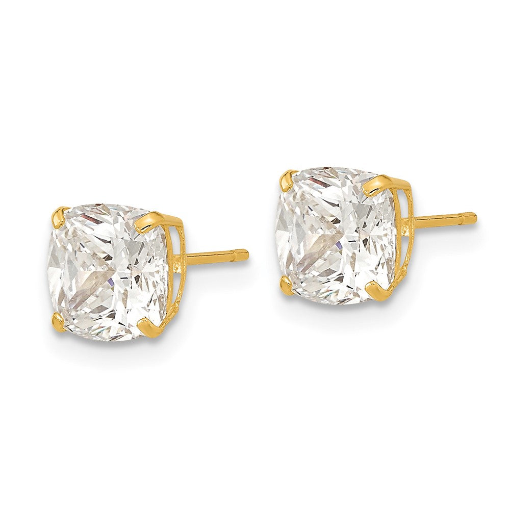 14k Polished 7x7 Cushion-Cut CZ Stud Post Earrings
