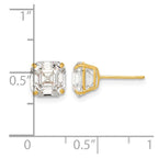 14k Polished 7x7 Asscher-Cut CZ Stud Post Earrings