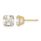 14k Polished 7x7 Asscher-Cut CZ Stud Post Earrings