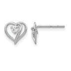 14k White Gold 1/20 carat AA Diamond Heart Post Earrings