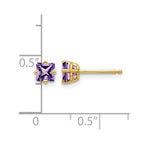 14k 4mm Princess-cut Amethyst Post Earrings