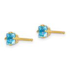 14k 4mm Princess-cut Blue Topaz Post Earrings